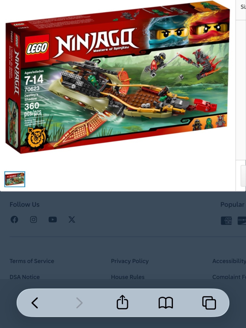 Lego Ninjago Set 70623 Destiny’s Shadow